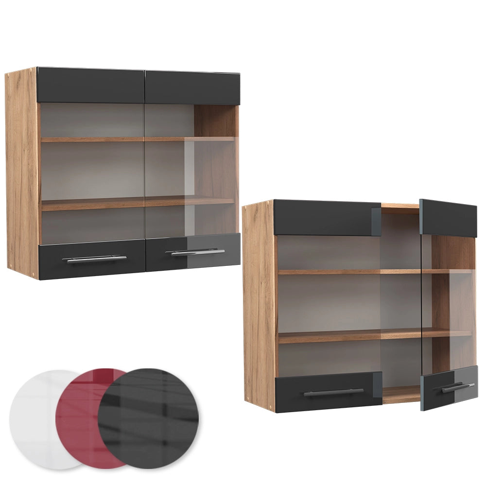 Vicco Mobile da cucina in vetro Antracite lucido 80 cm