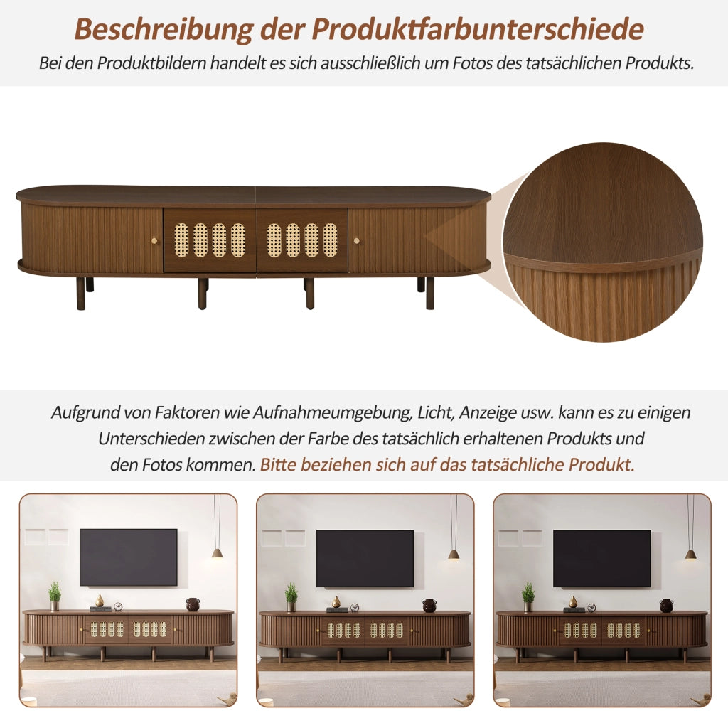 MOBILE TV 180 x 40 x 40 cm in MDF color noce con 2 cassetti e 2 ante a serranda
