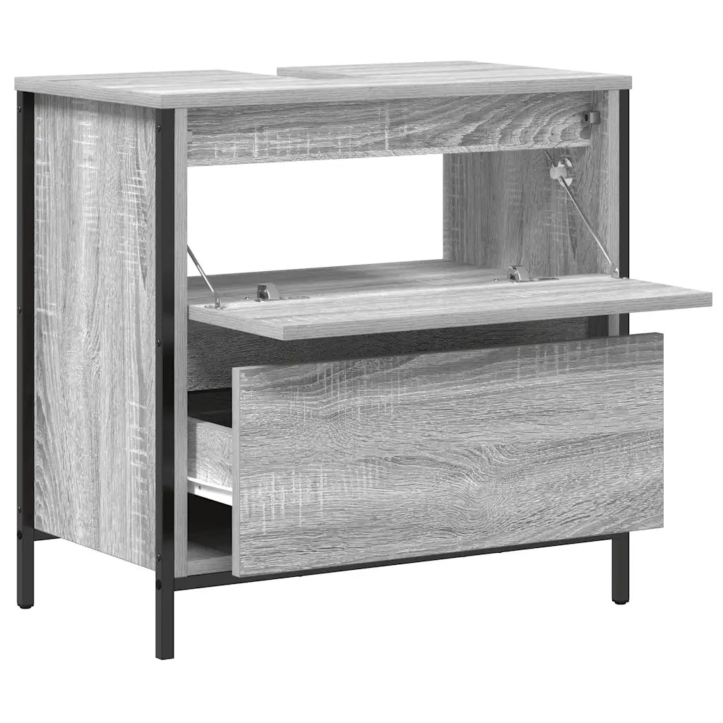 vidaXL Mobile Lavabo da Bagno con Cassetti Grigio Sonoma 60x34,5x60 cm