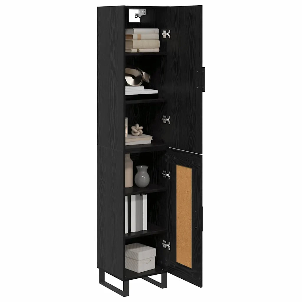 Credenza | Madia | Buffet da pranzo | Armadio da pranzo Rovere Nero 34,5 x 34 x 180 cm Legno multistrato