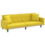 Divano letto con cuscini in tessuto giallo chiaro 02_0020406