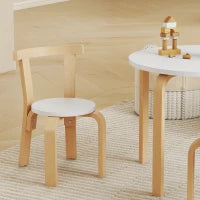 Set Tavolo e Sedie per Bambini 3-8 Anni 5 pz con Bordi Arrotondati in Legno Bianco