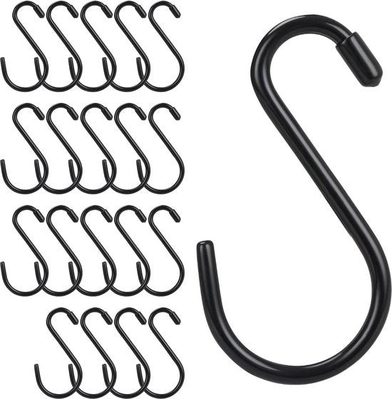 Sosteggi a S per bagno e cucina - 20 pezzi - 15 cm - nero - resistenza fino a 30 kg - acciaio inossidabile