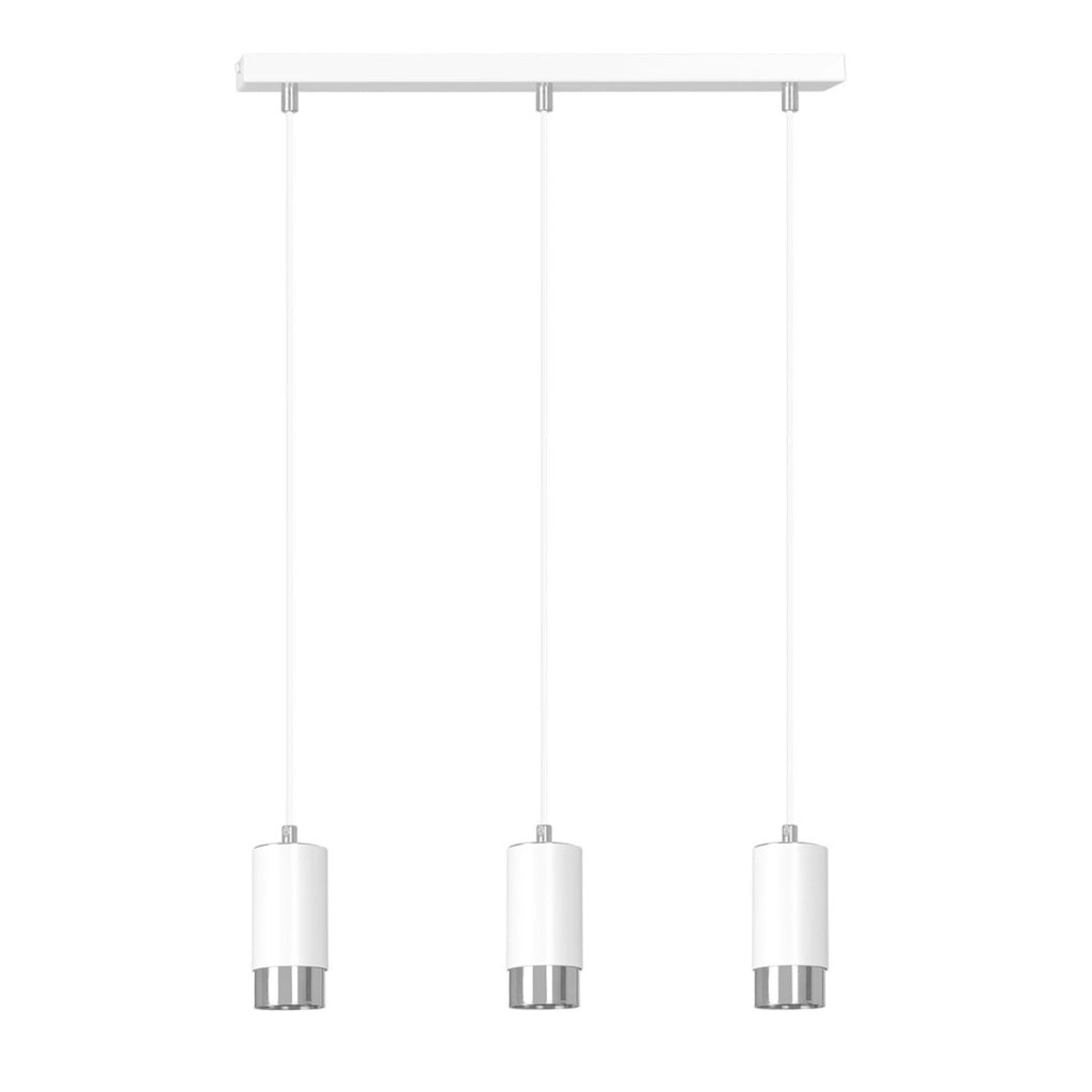 Lampada a sospensione Fumiko in acciaio bianco con dettagli cromo