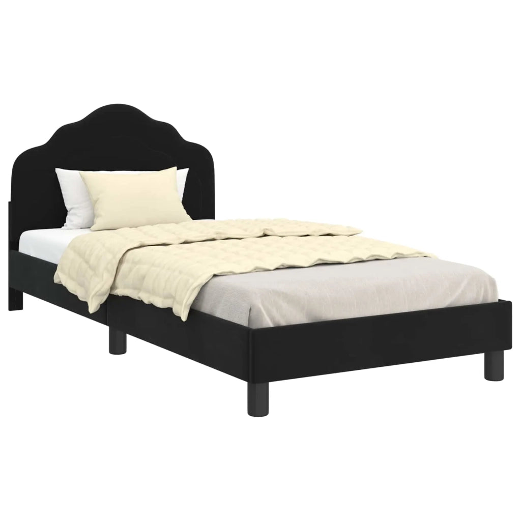 Struttura letto bambini con testata Nero 90 x 190 cm Velluto