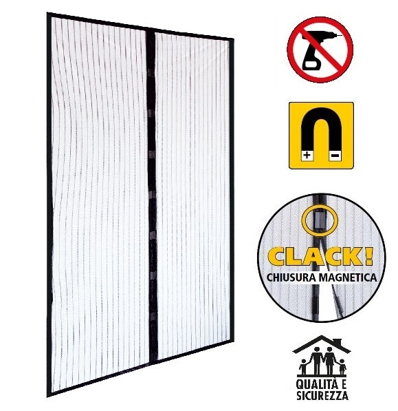 Zanzariera Magnetica Chiusura Magneti Porta Finestra Strappo Calamita 120x160 Colore: Nero