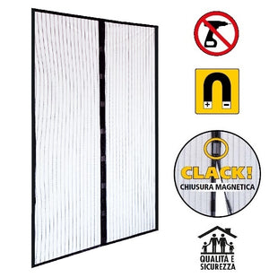 Zanzariera Magnetica Chiusura Magneti Porta Finestra Strappo Calamita 120x160 Colore: Nero