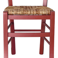 Sedia Venezia in legno di faggio rosso con seduta intrecciata in paglia di riso