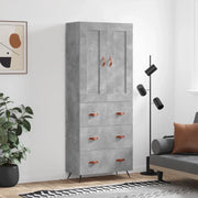 Credenza-Buffet-Armadio da cucina Grigio Cemento 69,5x34x180 cm in Legno Multistrato 823296
