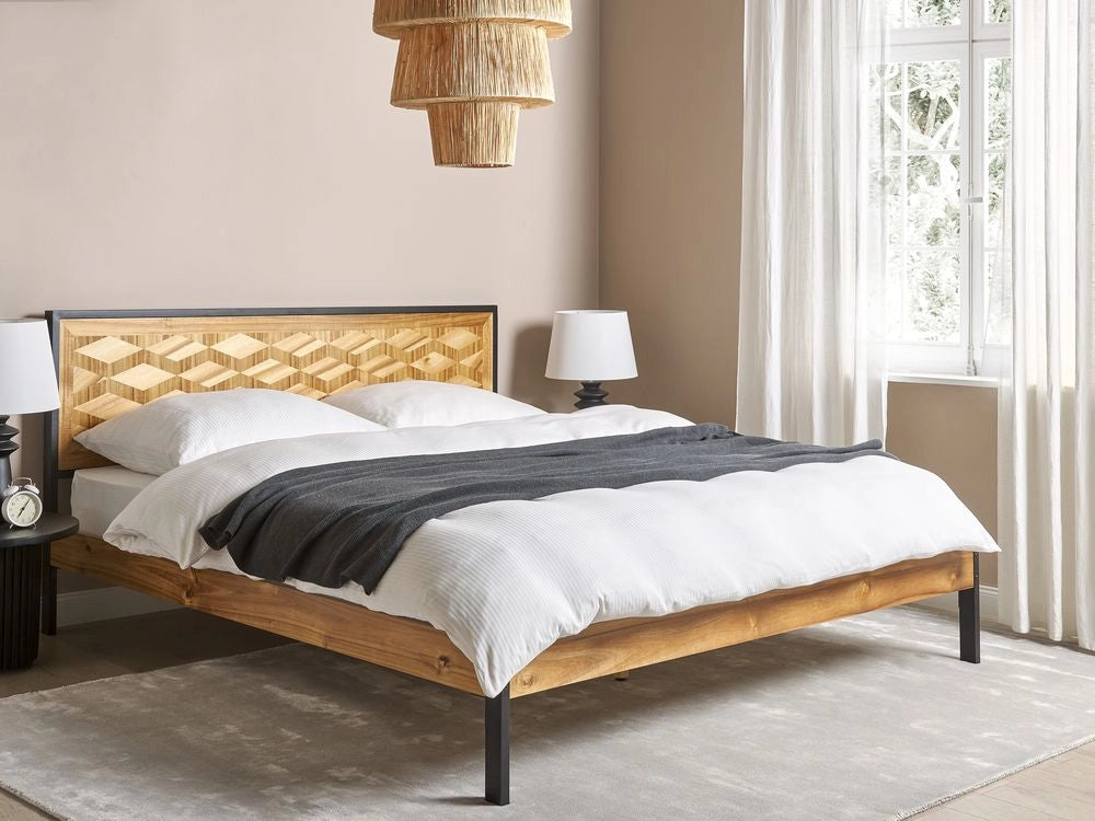 Letto matrimoniale classico moderno con testata in MDF Gambe in metallo 180 x 200 cm camera da letto moderna classica
