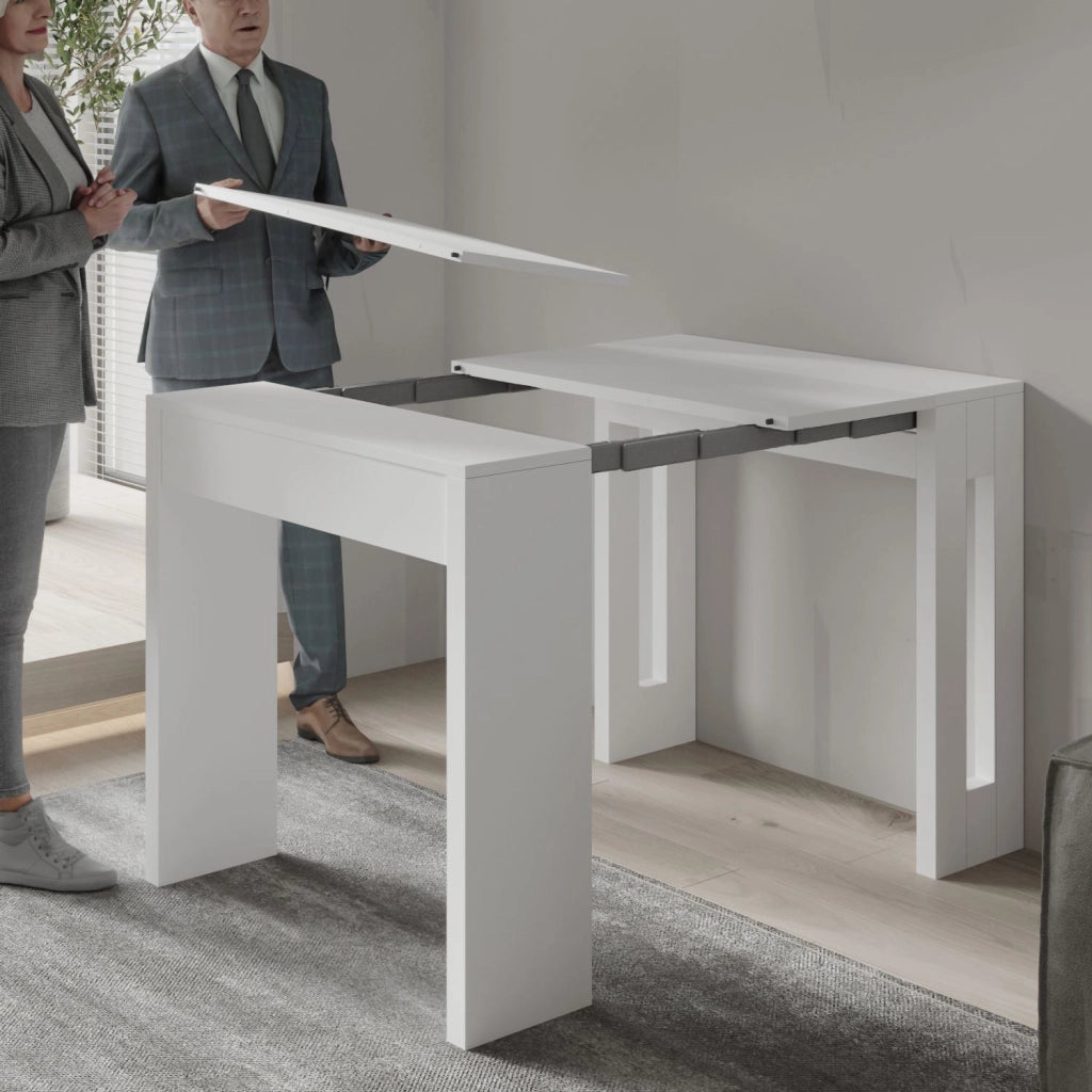 Tavolo da pranzo allungabile in legno "Nivo" - 80 x 44 x 76 cm - Bianco