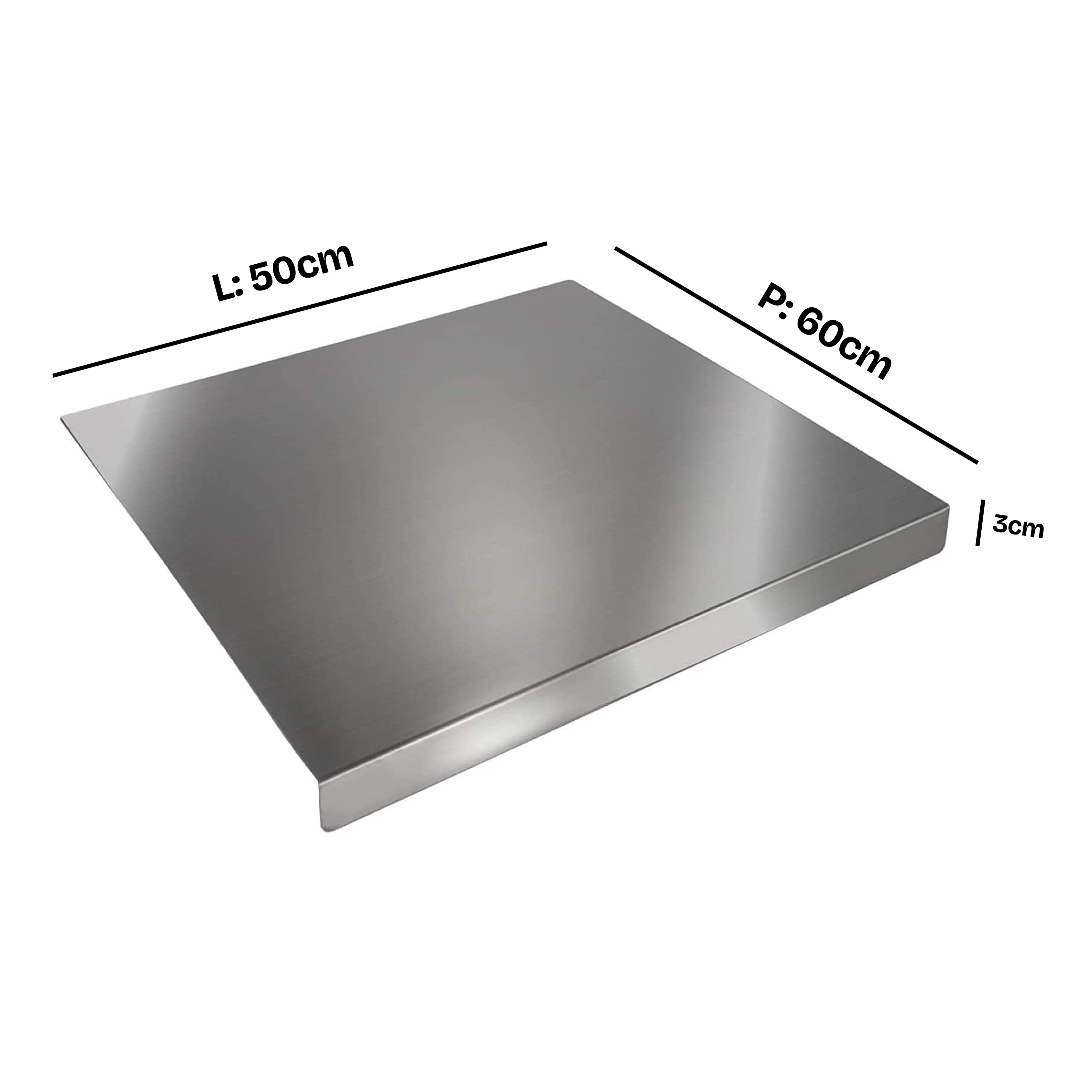 ZOIMANIA - Tagliere Spianatoia - Inox - Cucina - Profondità 60 Dimensione Tagliere: L 50 x P 60 x 3