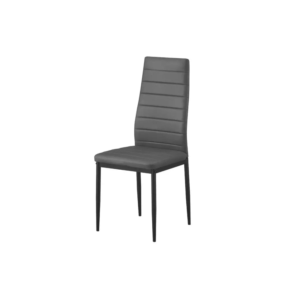 Set di 4 sedie da pranzo KEIZO – Design moderno – Gambe in metallo nero – Rivestimento in PU grigio