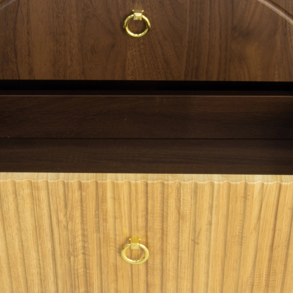 Sideboard vintage a 6 cassetti 120x40x81 cm in MDF e pannello truciolare; naturale