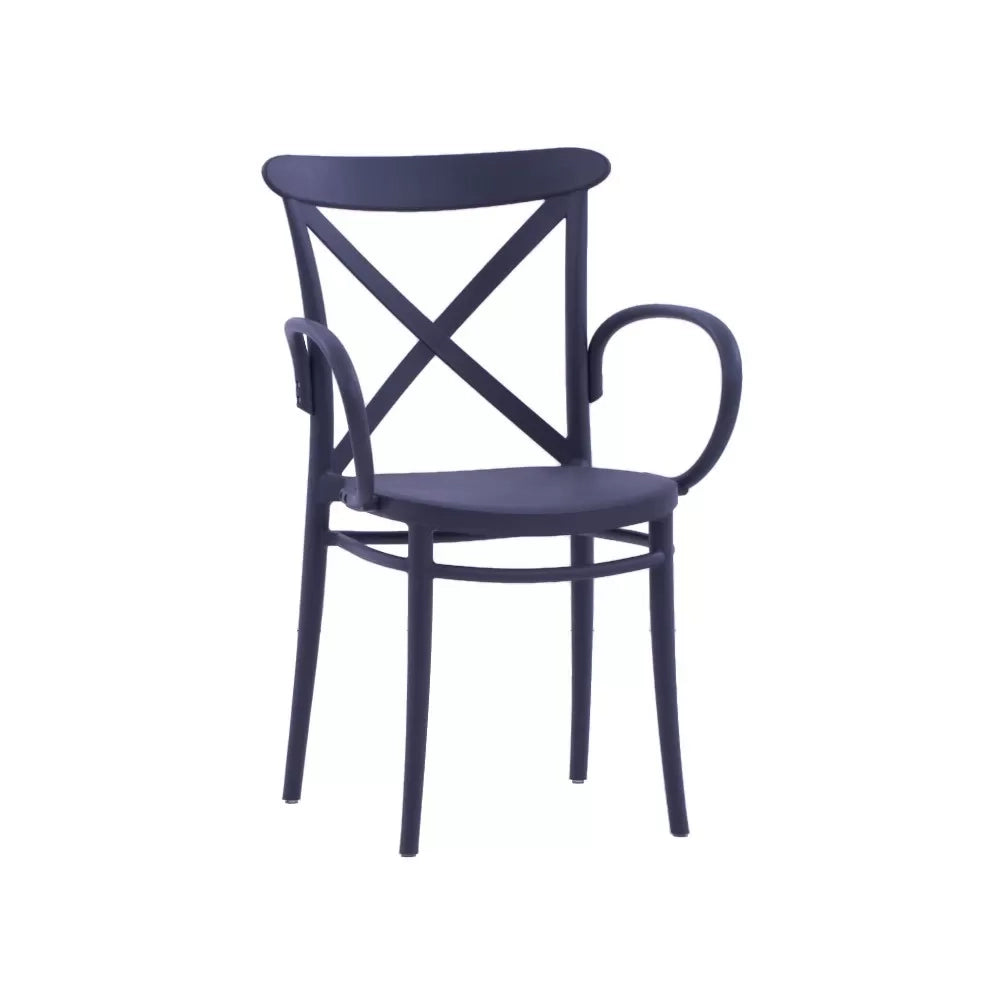 Set 2 poltrone polipropilene con braccioli antracite 57x52x85 - Mobili 2G