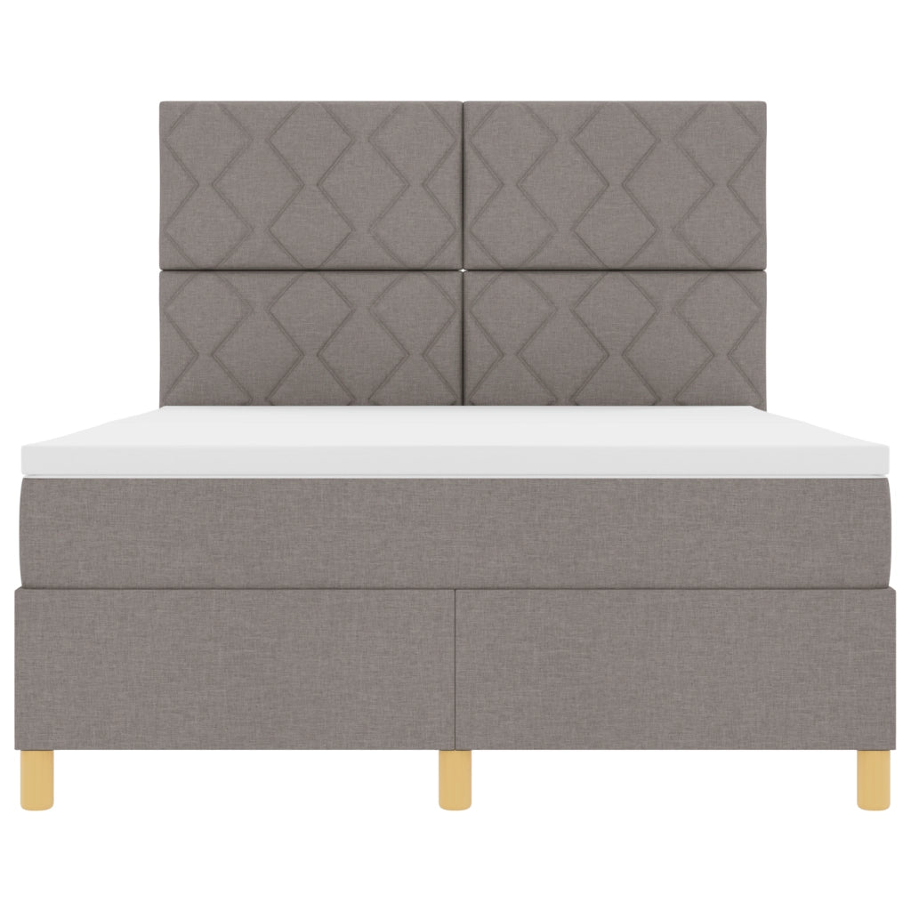 Letto Box Spring con Materasso & LED Tortora 160x200 cm Tessuto