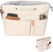 Organizzatore per borsa da donna, beige e bianco, per la gestione di oggetti, ideale per la scuola, l'ufficio, i viaggi e il lavoro in città.
