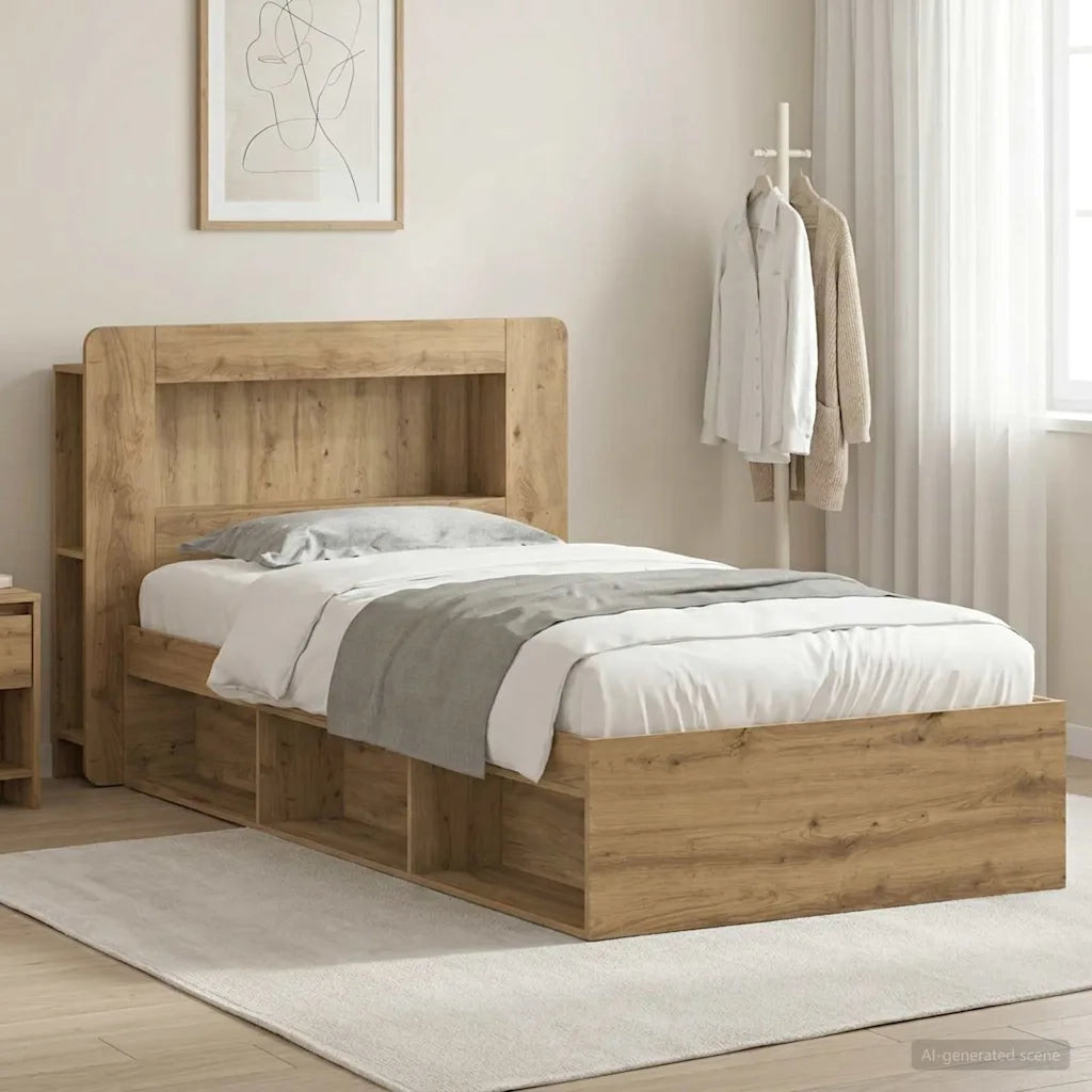 Telaio del letto con storage Rovere Artigianale 100 x 200 cm