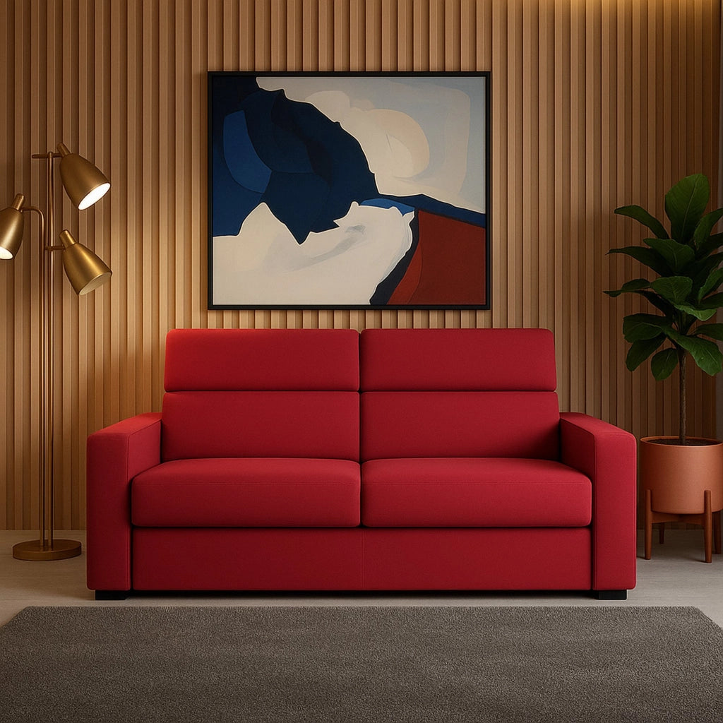 Letino, Divano Fisso 2 Posti Sfoderabile Made in Italy, 200x95x100h cm Rosso