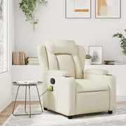 Divano Sedia-Poltrona reclinabile massaggiante in Similpelle Crema 658412