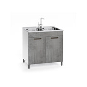 Sottolavello 2 ante 80 cm con lavello due vasche incluso colore cemento
