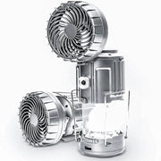Due pezzi di Lanterna da Campeggio 2 in 1 1600mAh con Ventilatore e Ricaricatore Solare - Portatile - per Campeggio Scoperto Interruzione di Corrente
