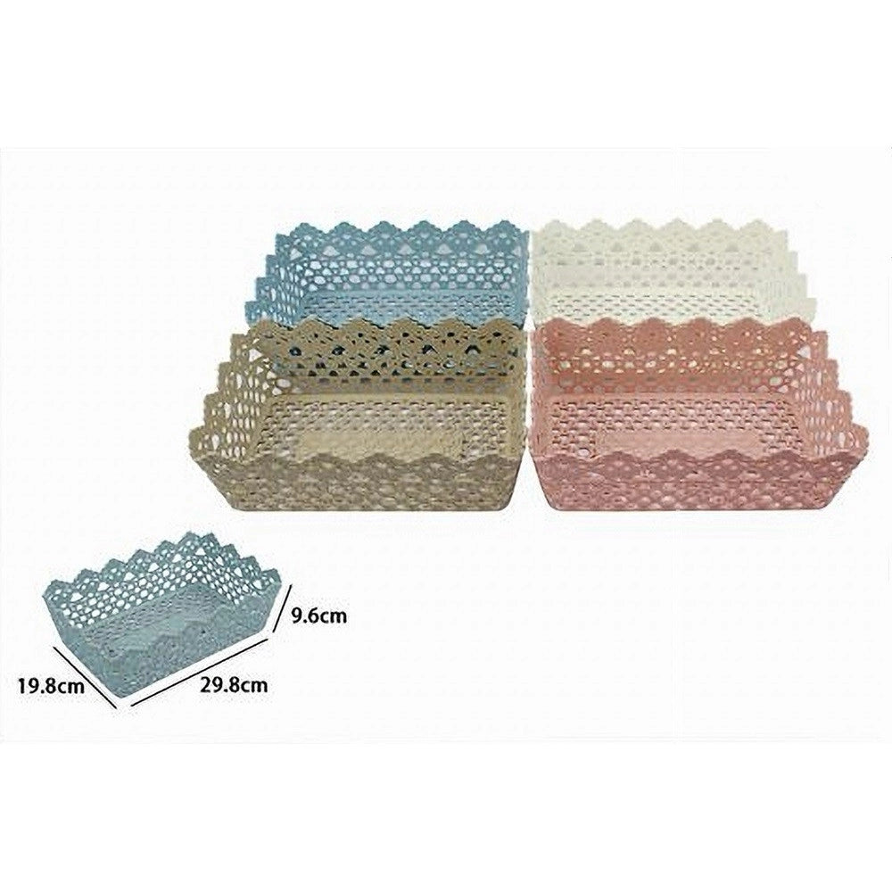 Trade Shop - Cestino Porta Tutto Oggetti Plastica Rettangolare 29.8x19.8x9.6cm Multiuso 79472 -