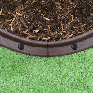 Bordatura per Aiuole Bordo Prato da Giardino Palizzata Flessibile fino a 70° in Gomma Resistente agli UV Pezzi da 1.2m - Marrone - 16 pezzi