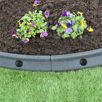 Bordatura per Aiuole Bordo Prato da Giardino Palizzata Flessibile fino a 70° in Gomma Resistente agli UV Pezzi da 1.2m - Grigio - 10 pezzi