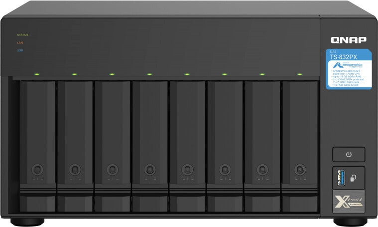 Qnap ts-832px nas tower annapurna labs al324 4 gb ddr4 0 tb qnap turbo system alluminio, nero - TS-832PX-4G