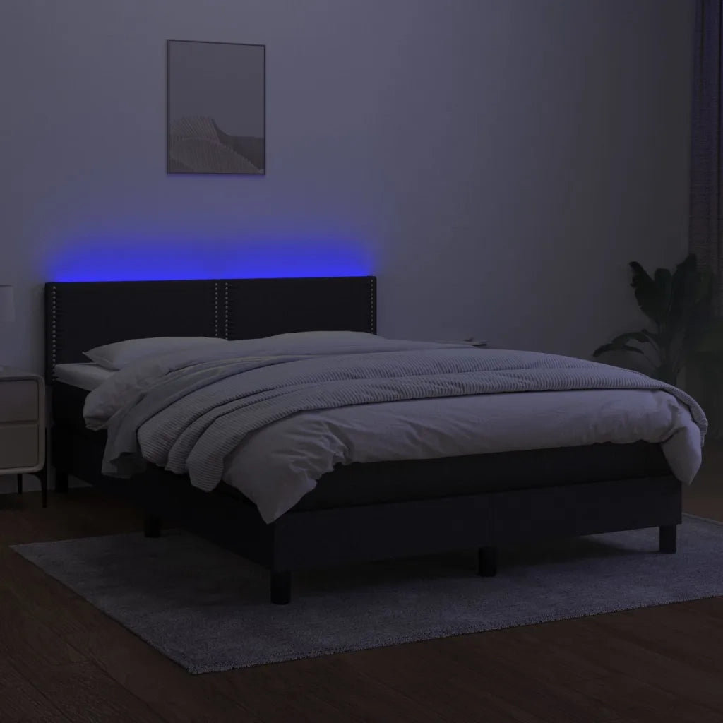 Letto a Molle con Materasso e LED Nero 140x200 cm in Tessuto cod mxl 33709
