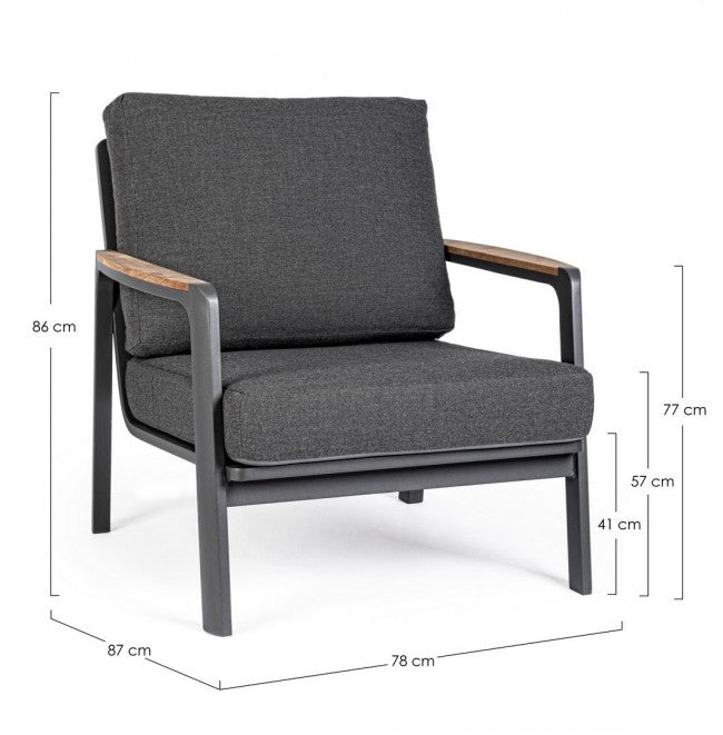 Set 2 Poltrone 78x87x86h cm con Cuscini Jalisco Antracite
