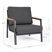 Set 2 Poltrone 78x87x86h cm con Cuscini Jalisco Antracite