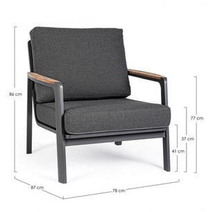 Set 2 Poltrone 78x87x86h cm con Cuscini Jalisco Antracite