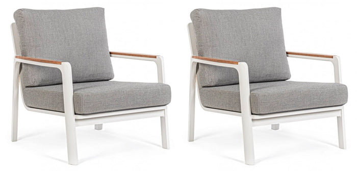 Set 2 Poltrone 78x87x86h cm con Cuscini Jalisco Bianco