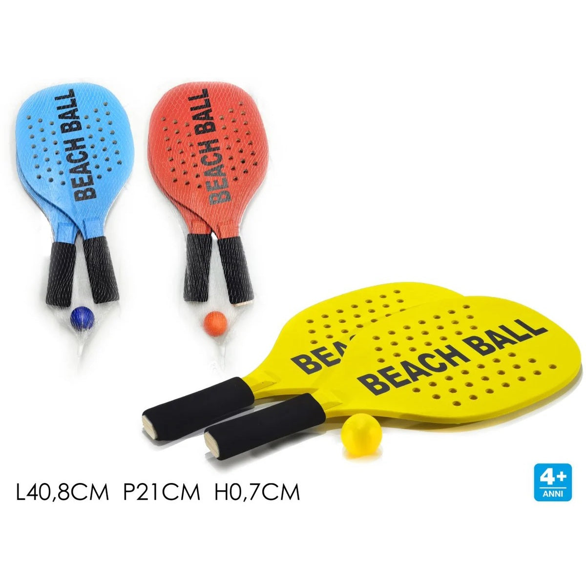 RACCHETTE BEACH BALL LEGNO C/PALLA 3 ASS.