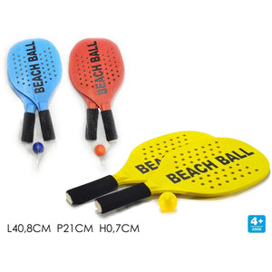 RACCHETTE BEACH BALL LEGNO C/PALLA 3 ASS.
