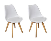 Sedia in plastica bianca, sedia da pranzo piede in legno (2 pz) - Mia - SD08MIPL