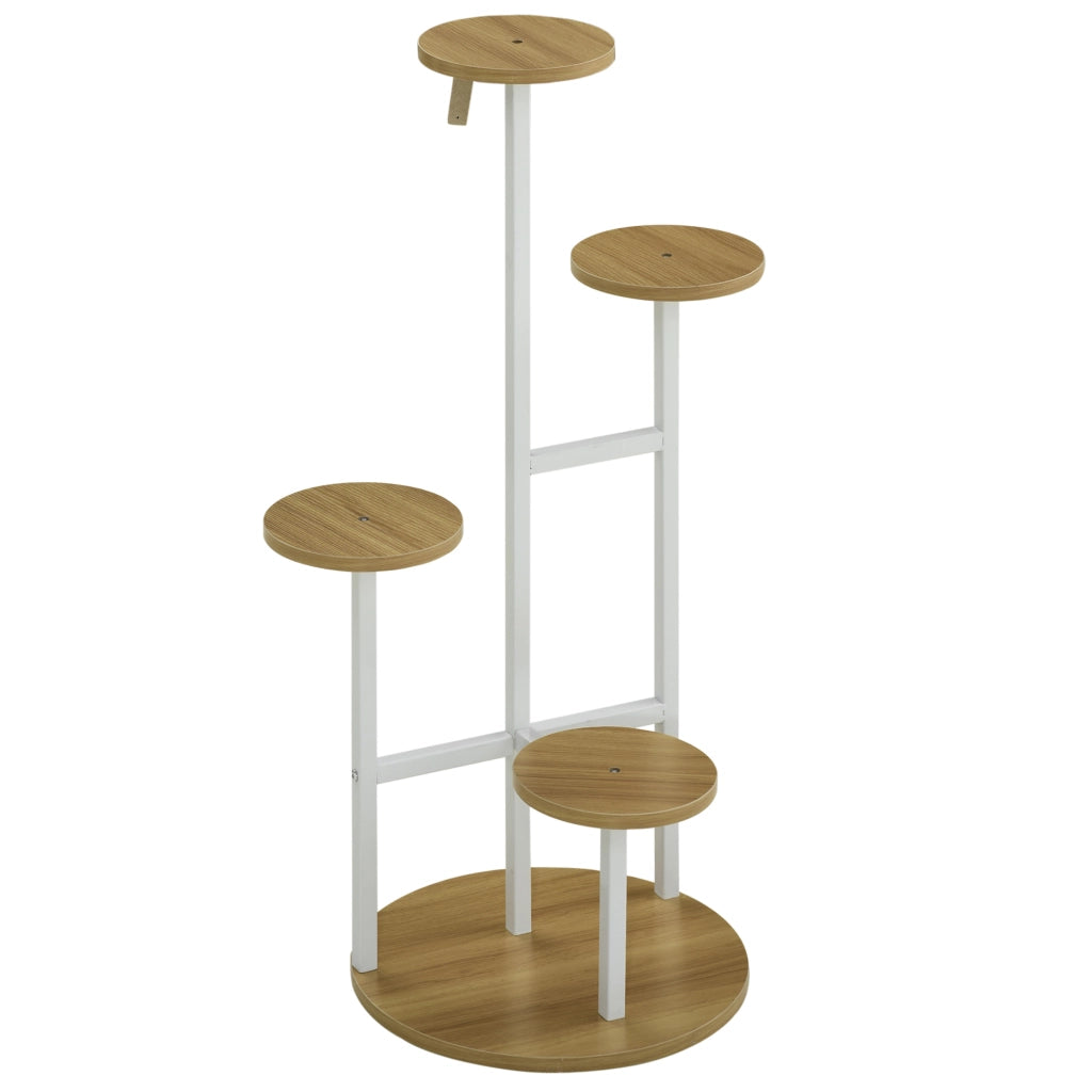 Libreria per Piante 4 Livelli ¨C Zephmum ¨C 40x40x95,5 cm Legno Naturale