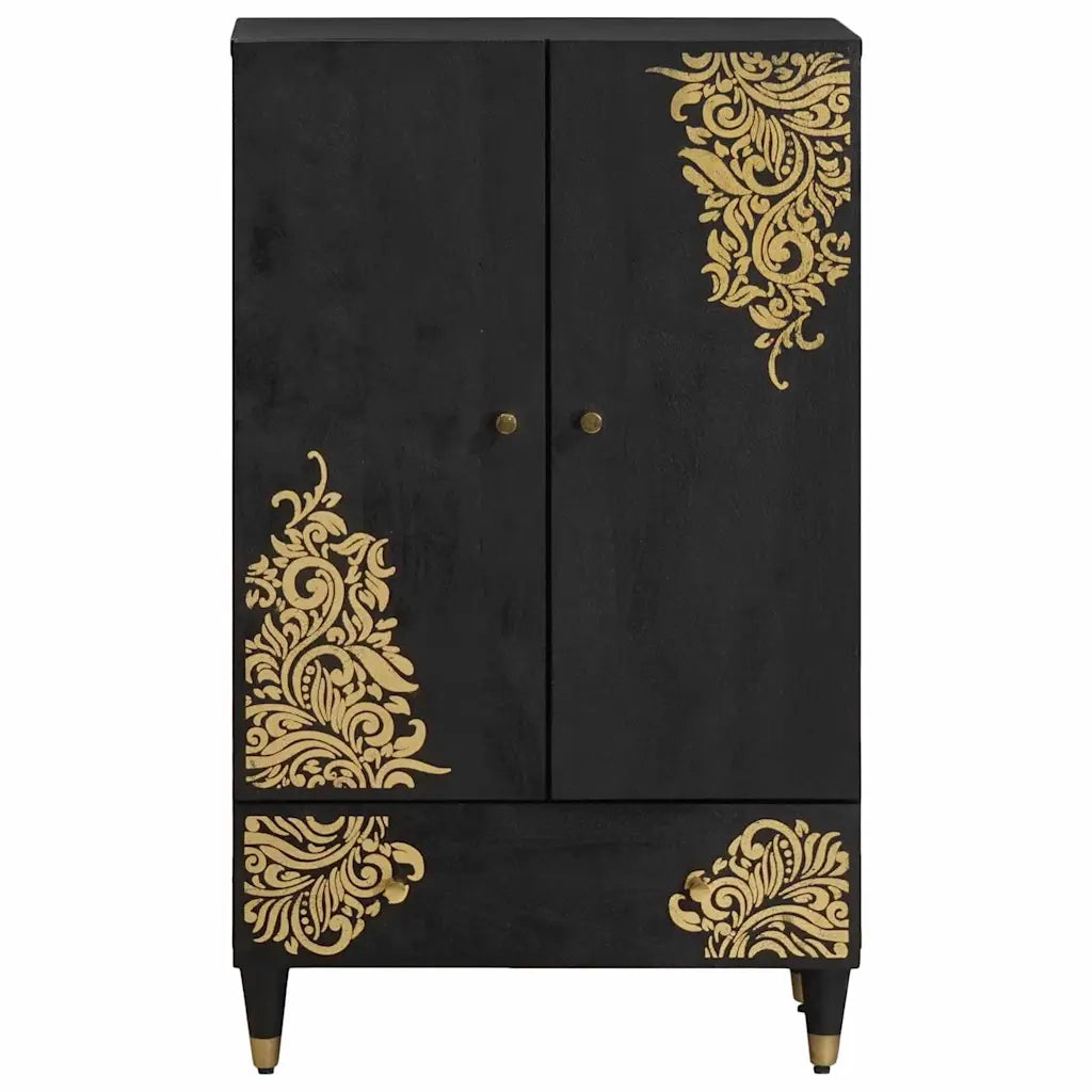 Credenza-Buffet-Armadio da cucina Nero 60 x 33 x 100 cm Legno di mango massello