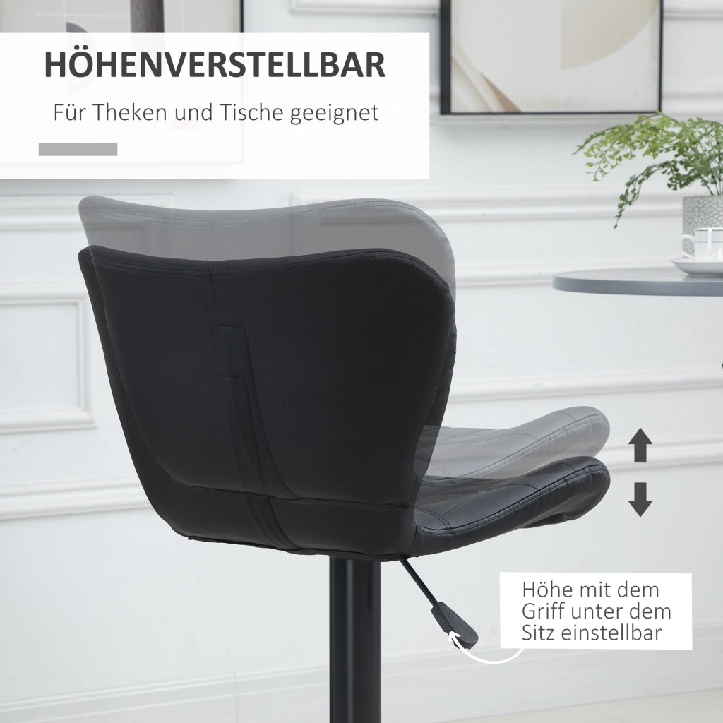 SGABELLO DA BAR girevole regolabile in altezza Set da 2 Nero 57x58x87-107 cm