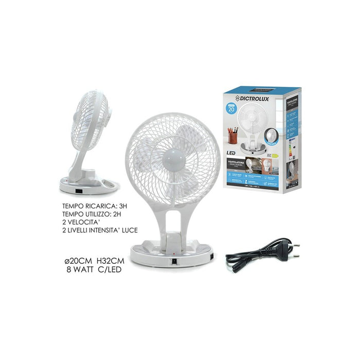 VENTILATORE PIEGHIEVOLE RICAR. 8W LED H32CM.