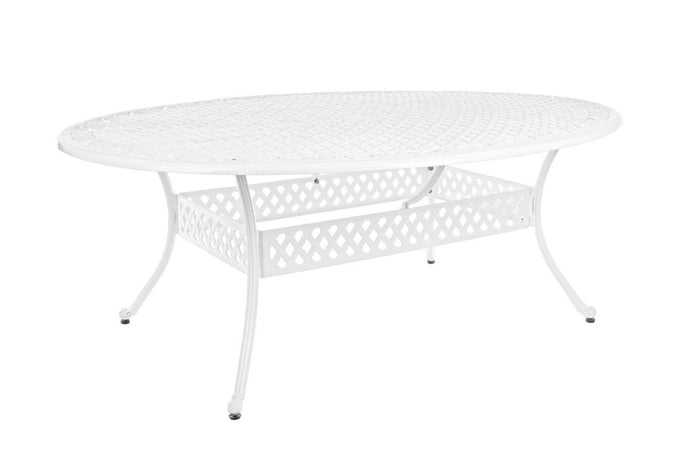 Tavolo da Giardino Esterno Metallo Ferro Alluminio Rotondo Ovale Ivrea Bizzotto Colore e Misura: Bianco Ovale 200 x 152 cm