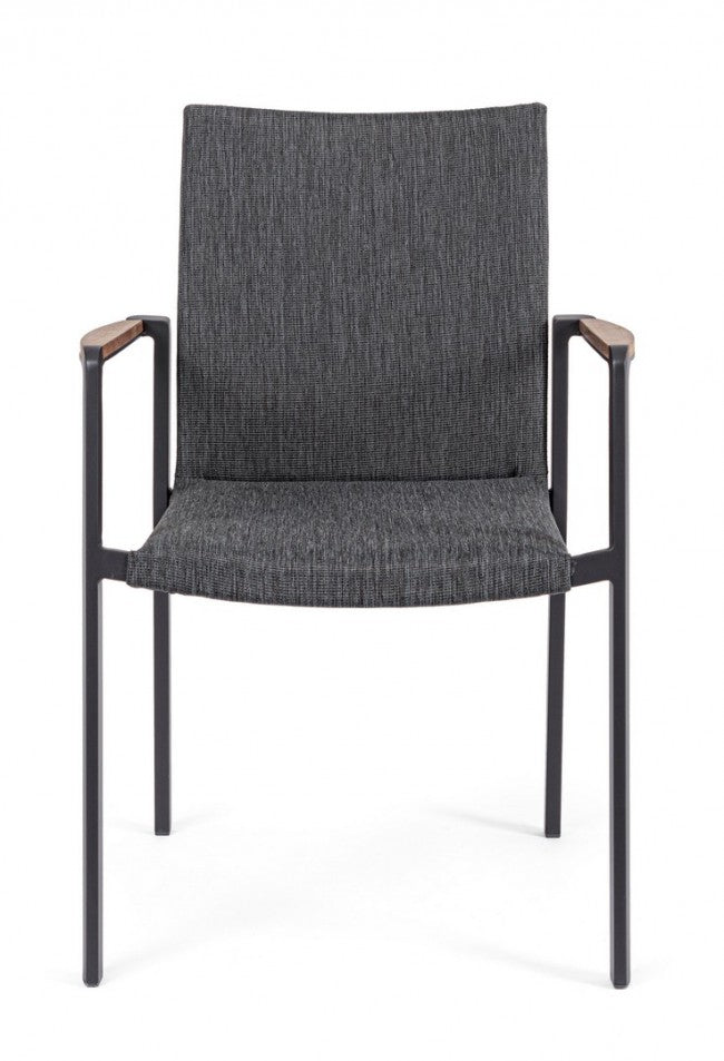 Set 4 Sedie da Giardino 59x60,5x89h cm con Braccioli Jalisco Antracite