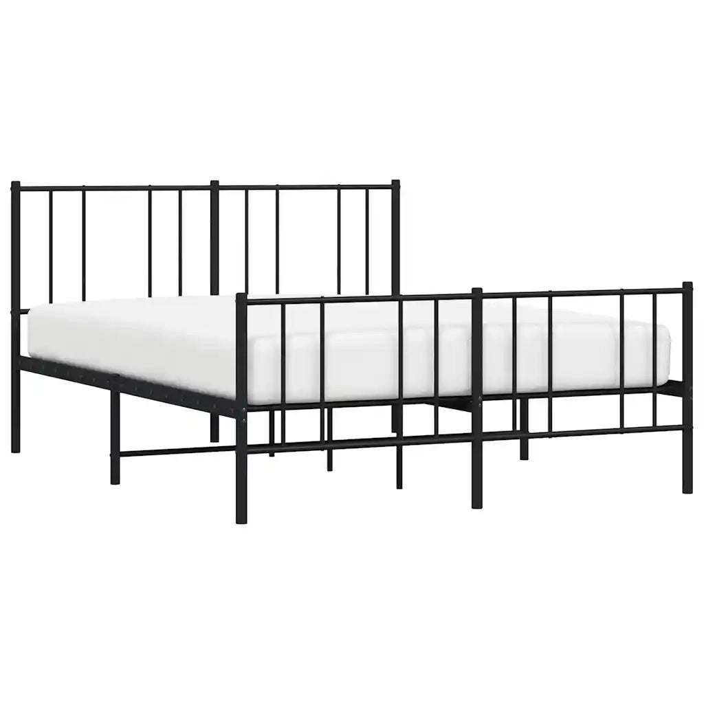 Giroletto senza Materasso con Pediera-Struttura Letto in Metallo Nero 160x200 cm 138538