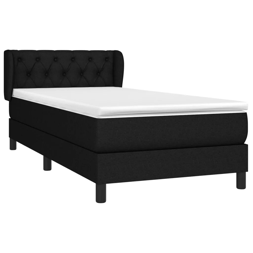 Giroletto a Molle con Materasso-Struttura Letto Nero 80x200 cm inTessuto 824863