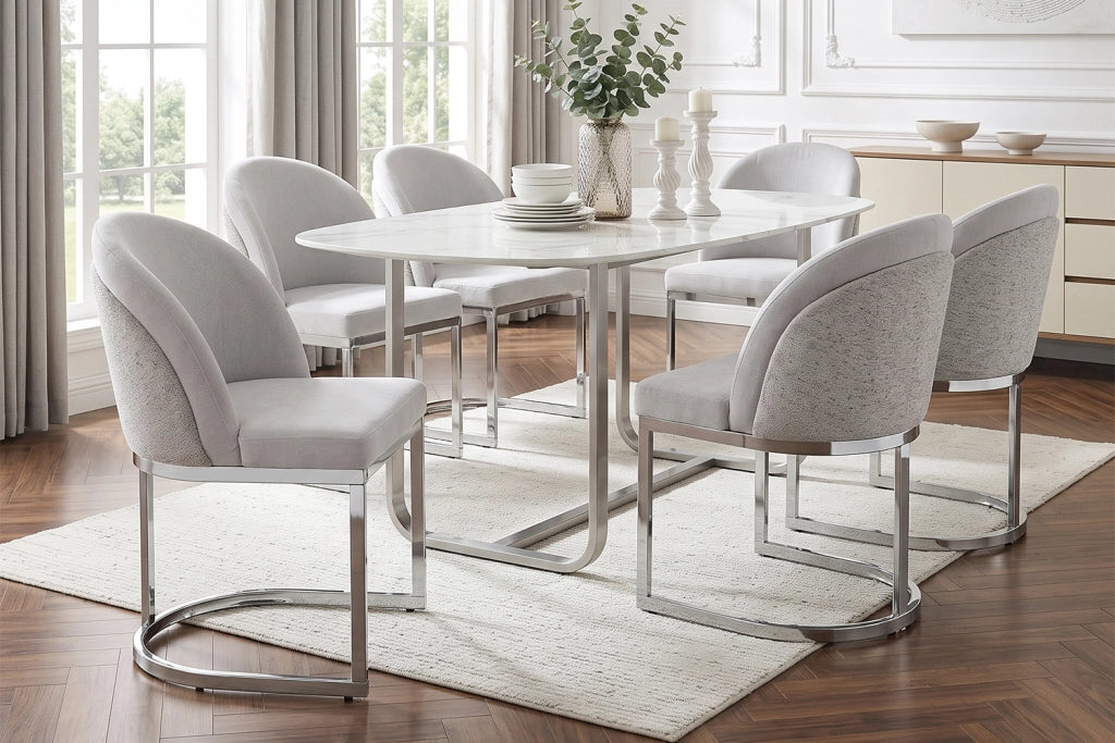 SEDIA da pranzo Set da 4 pezzi 59x52x85 cm Chenille Grigio/Argento