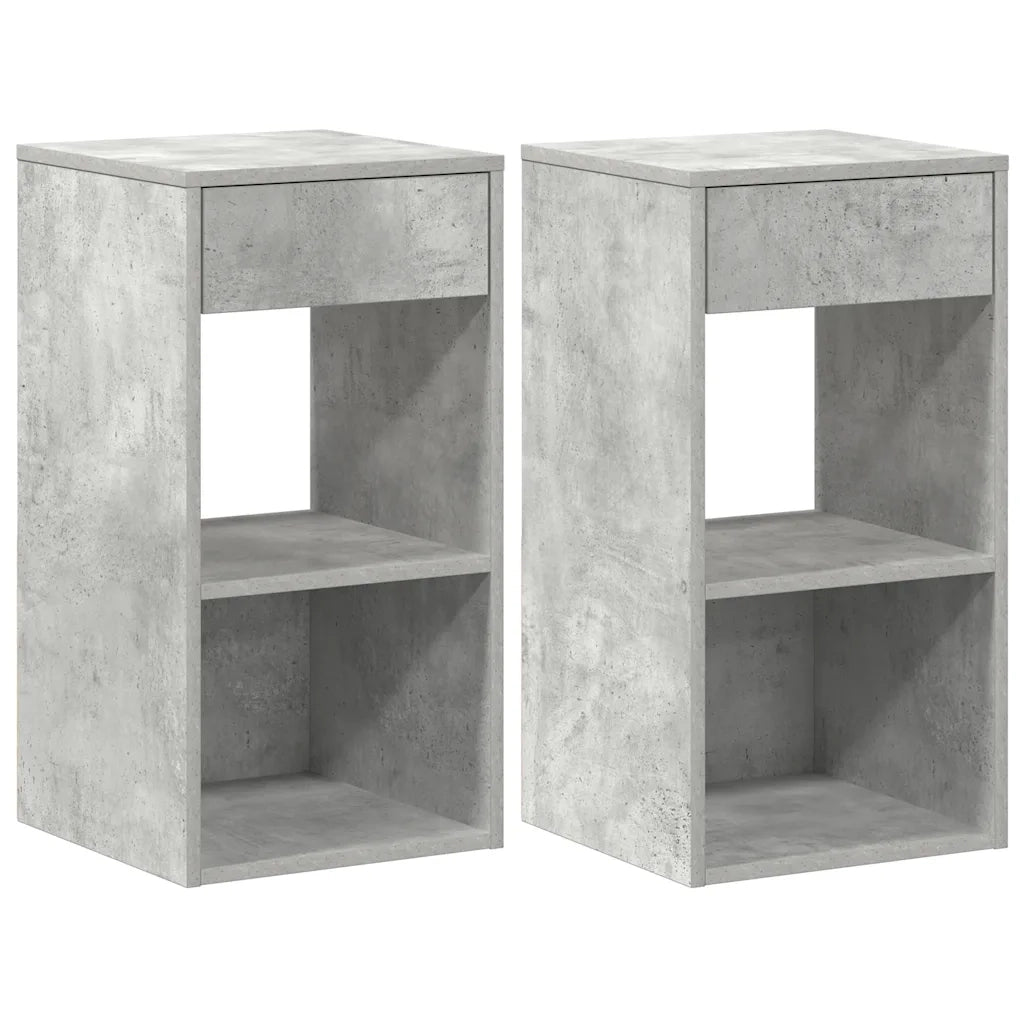 vidaXL Comodini con Cassetto 2 pz Grigio Cemento 35x34x66,5 cm
