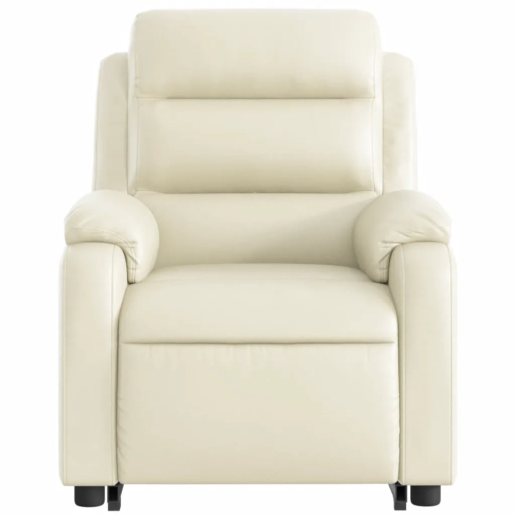 Poltrona Alzapersona Reclinabile Massaggio Crema Similpelle 3205050
