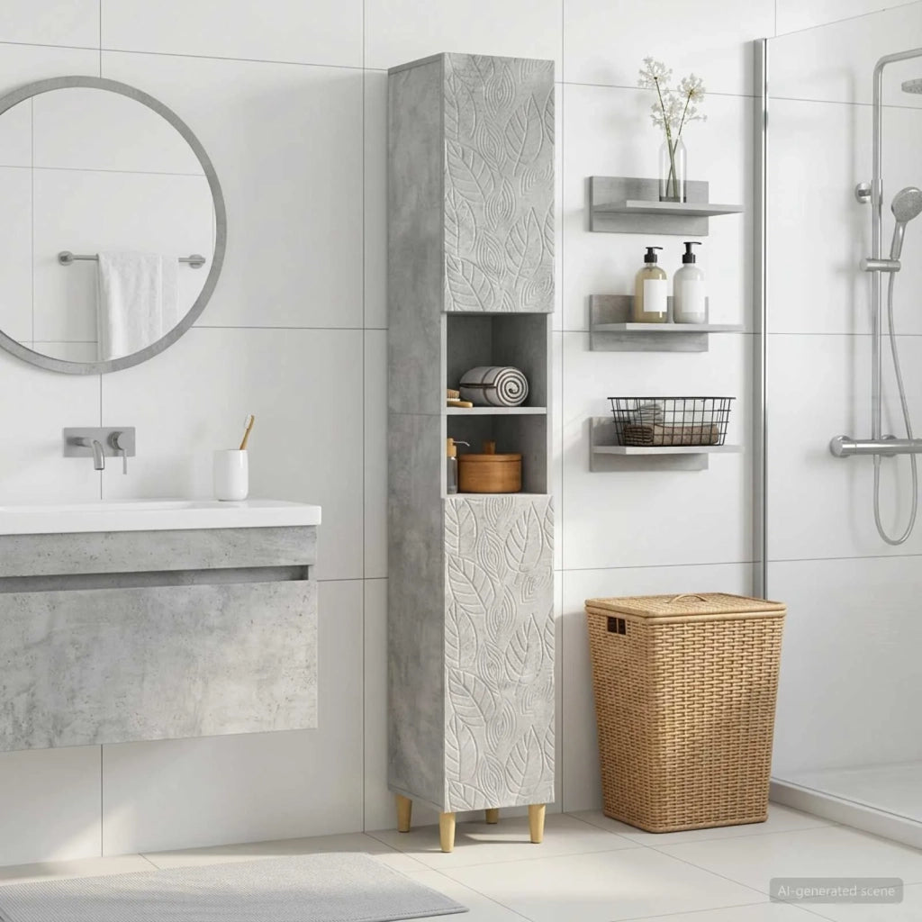 Armadio da Bagno con Ripiano Aperto DELFT Grigio Cemento 897038